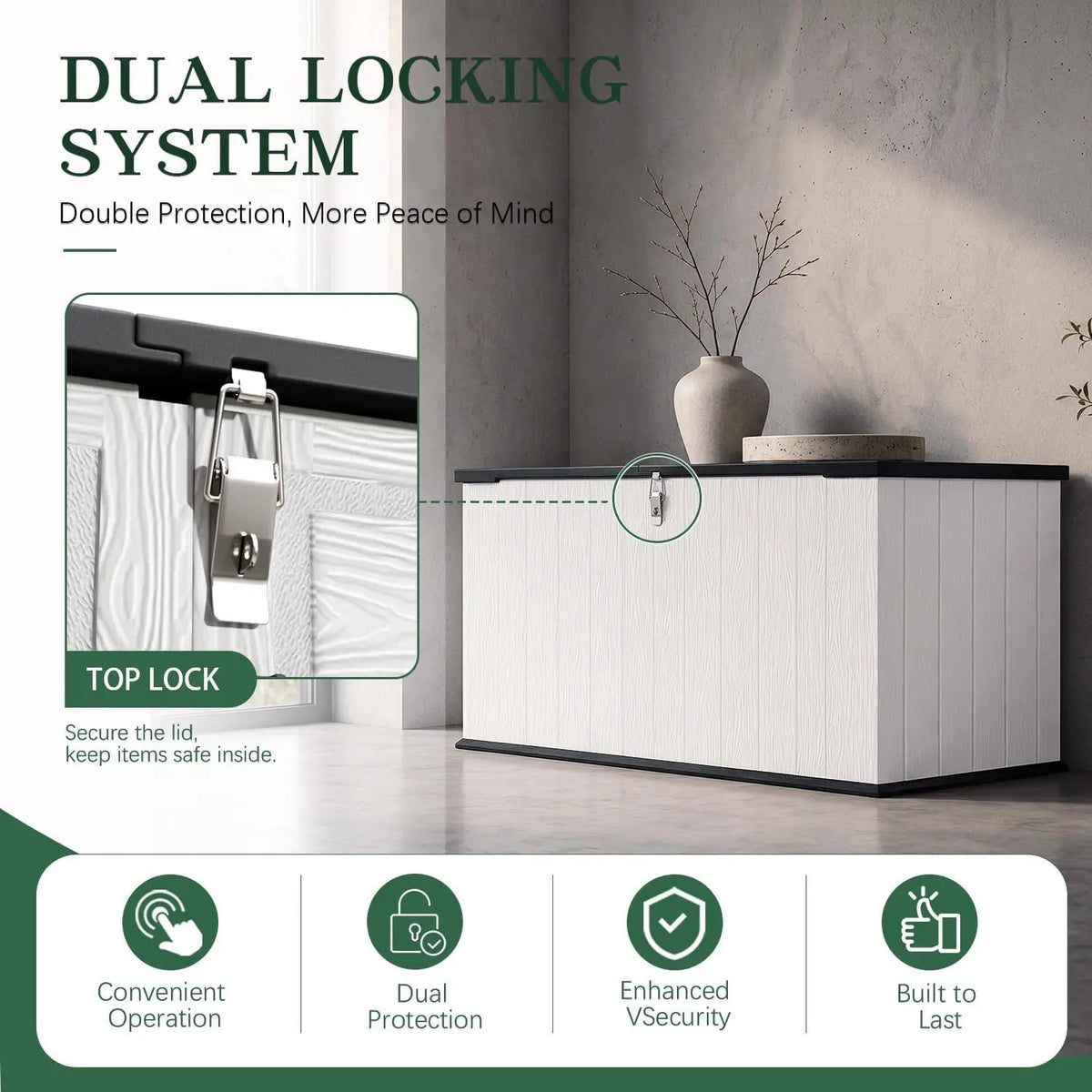 Outdoor Resin Storage Shed Waterproof Cabinet With Smooth Opening Lid