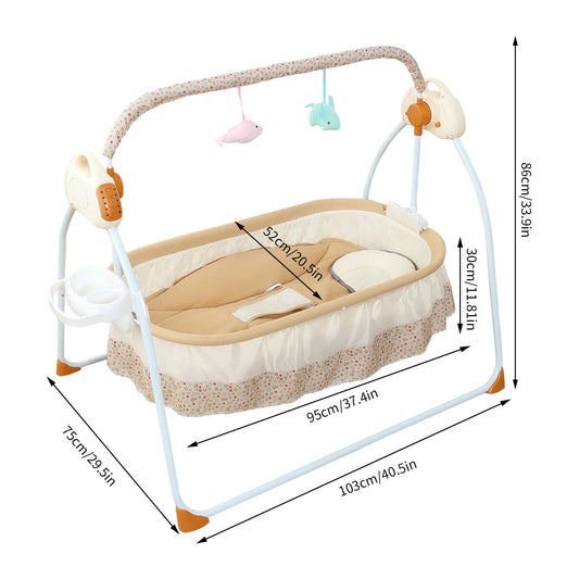 Foldable Electric Baby Cradle With Music Mosquito Net And Swing
