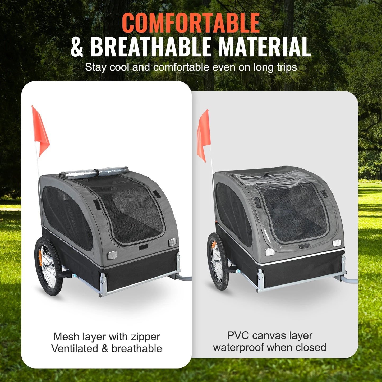 Dog Bike Trailer Cart For Dogs Collapsible Pet Carrier