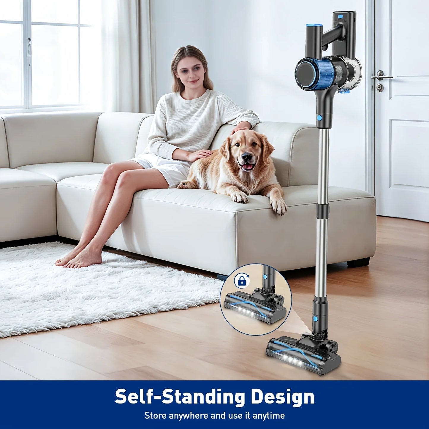 SUXIANGVAC Cordless Vacuum Cleaner 55KPa 45Min Runtime 8 In 1