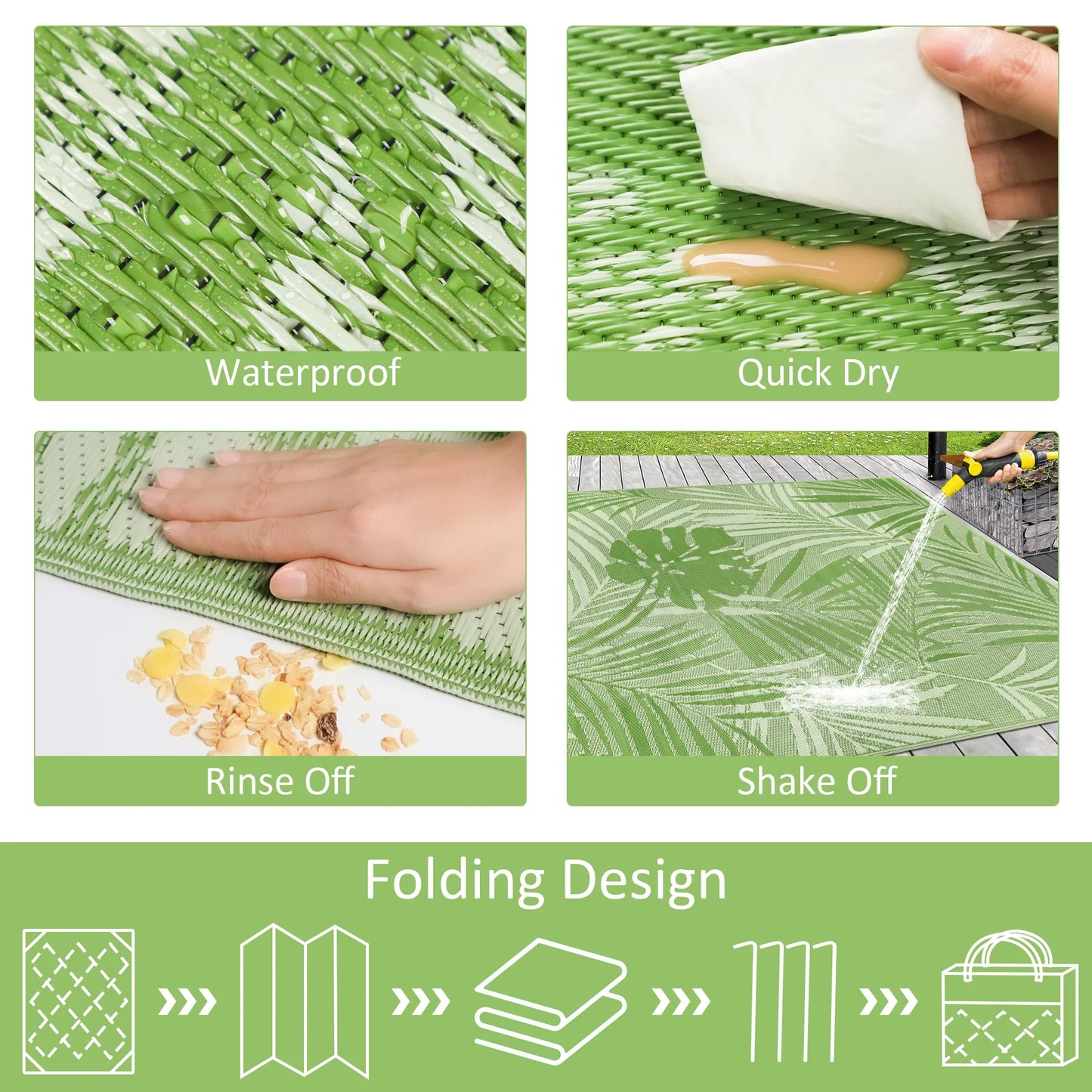 Outdoor Waterproof Rug Recycled Plastic Straw Patio