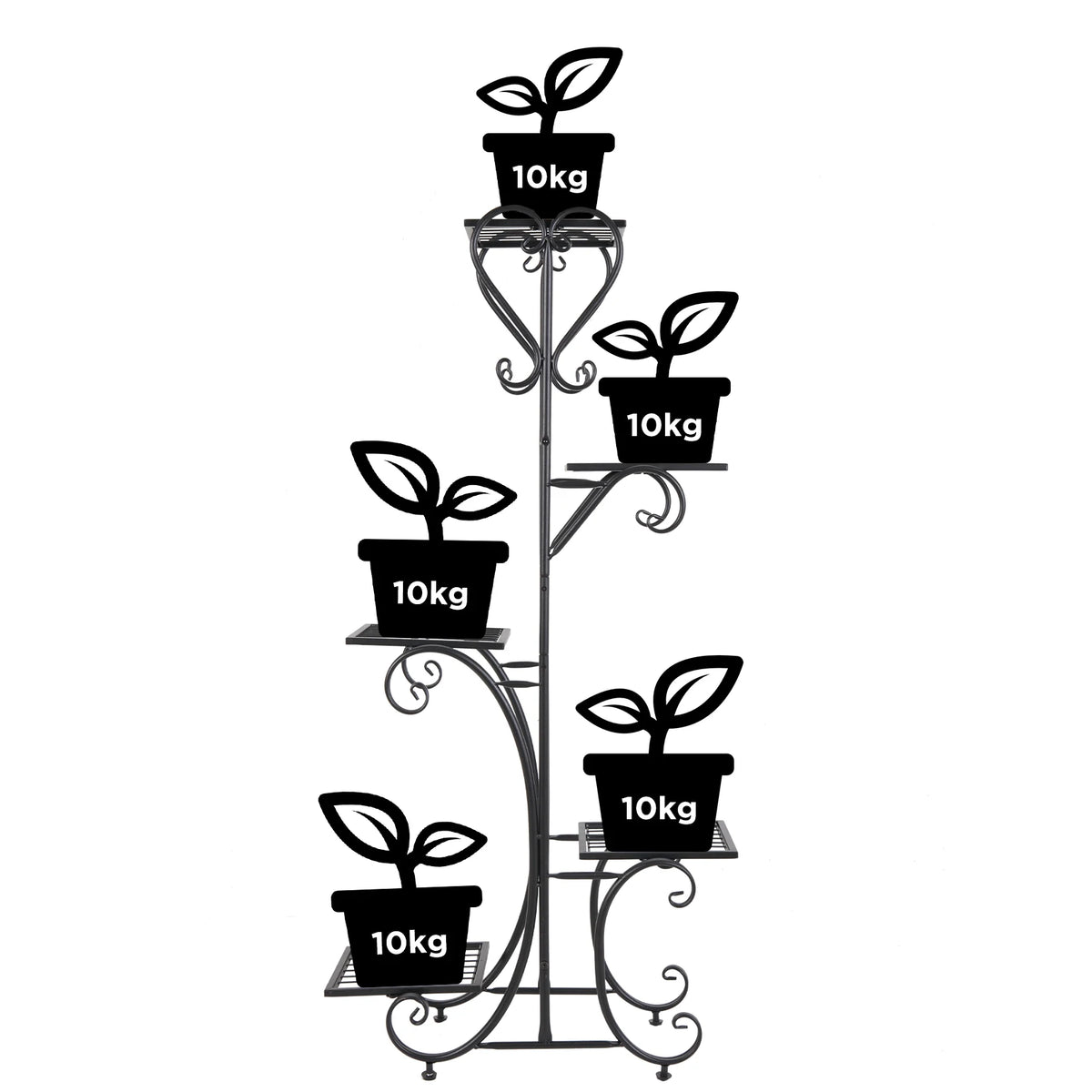 Wisfor Five Tier Metal Plant Stand Rack For Indoor Gardens