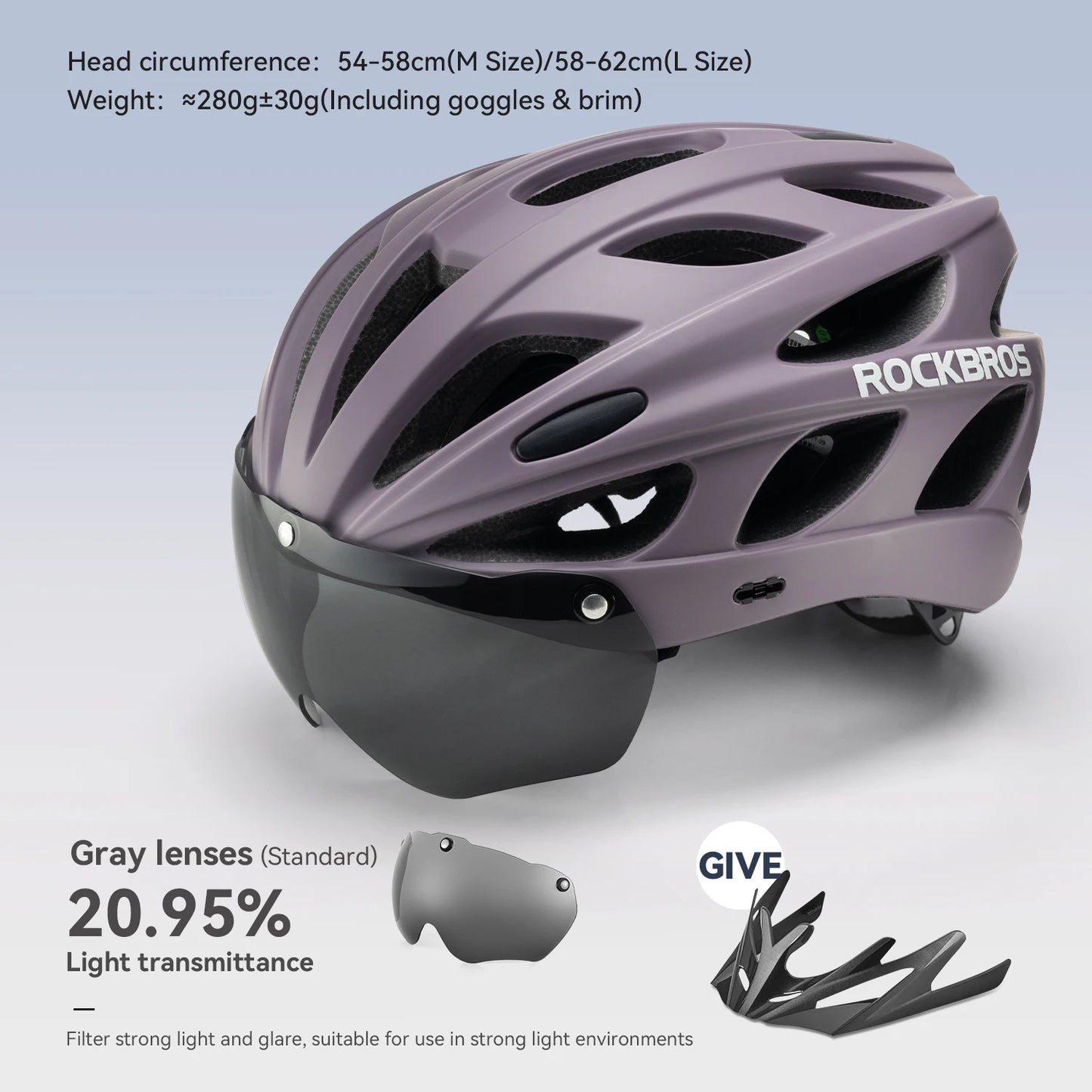 RockBros Cycling Helmet With Goggles Integrated Safety For Men Women