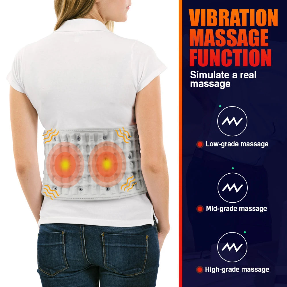 PASTSKY Rechargeable Heating Waist Back Lumbar Traction Massager Red Light