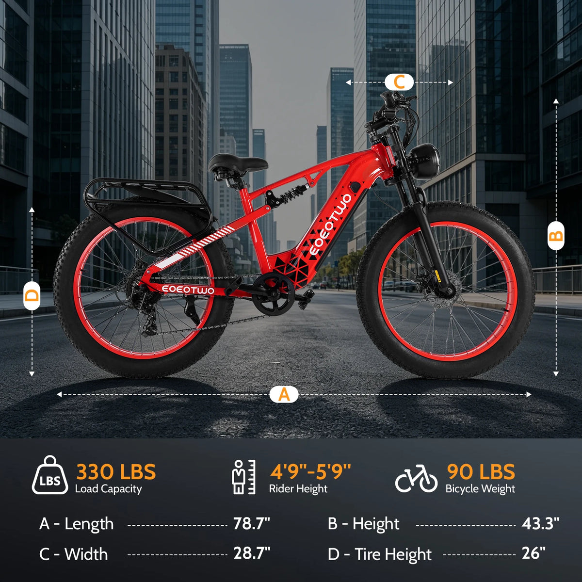 EOEOTWO 1500W Peak Electric Fat Tire Ebike For Adult Riders