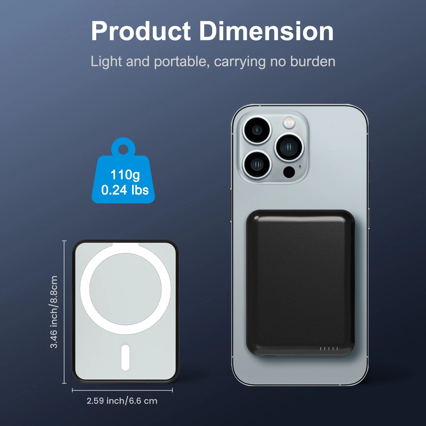 Magnetic 5000mAh Wireless Power Bank 20W USB C For iPhone