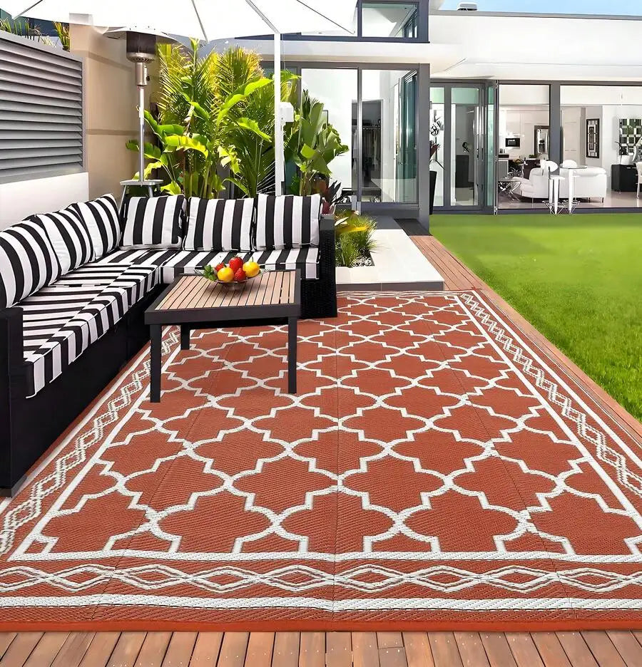 Geometric Outdoor Rug Waterproof Patio Mat For Balcony RV Beach
