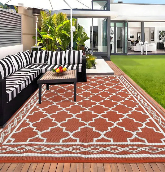 Geometric Outdoor Rug Waterproof Patio Mat For Balcony RV Beach
