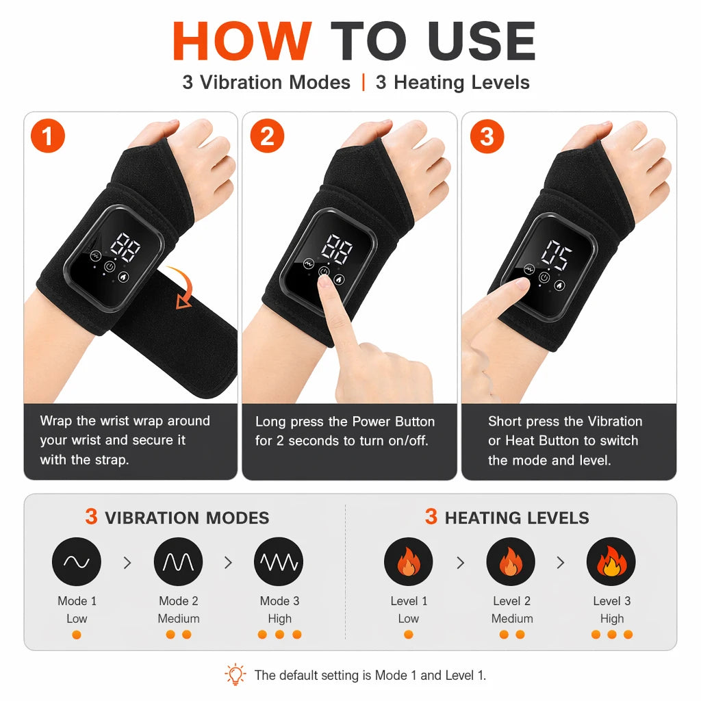 DearBeauty Wrist Massager With Heat, Rechargeable, 3 Heat Levels