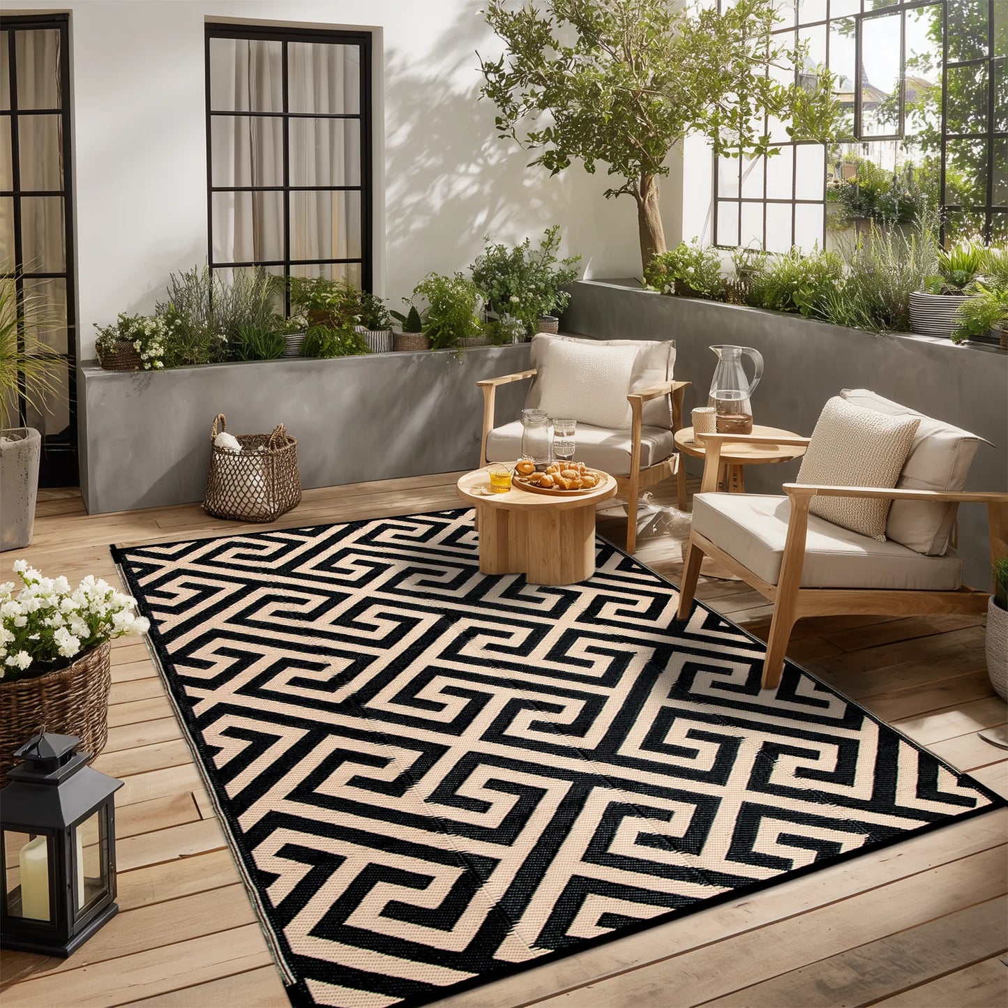 Outdoor Patio Rug Waterproof Reversible Polypropylene Mat