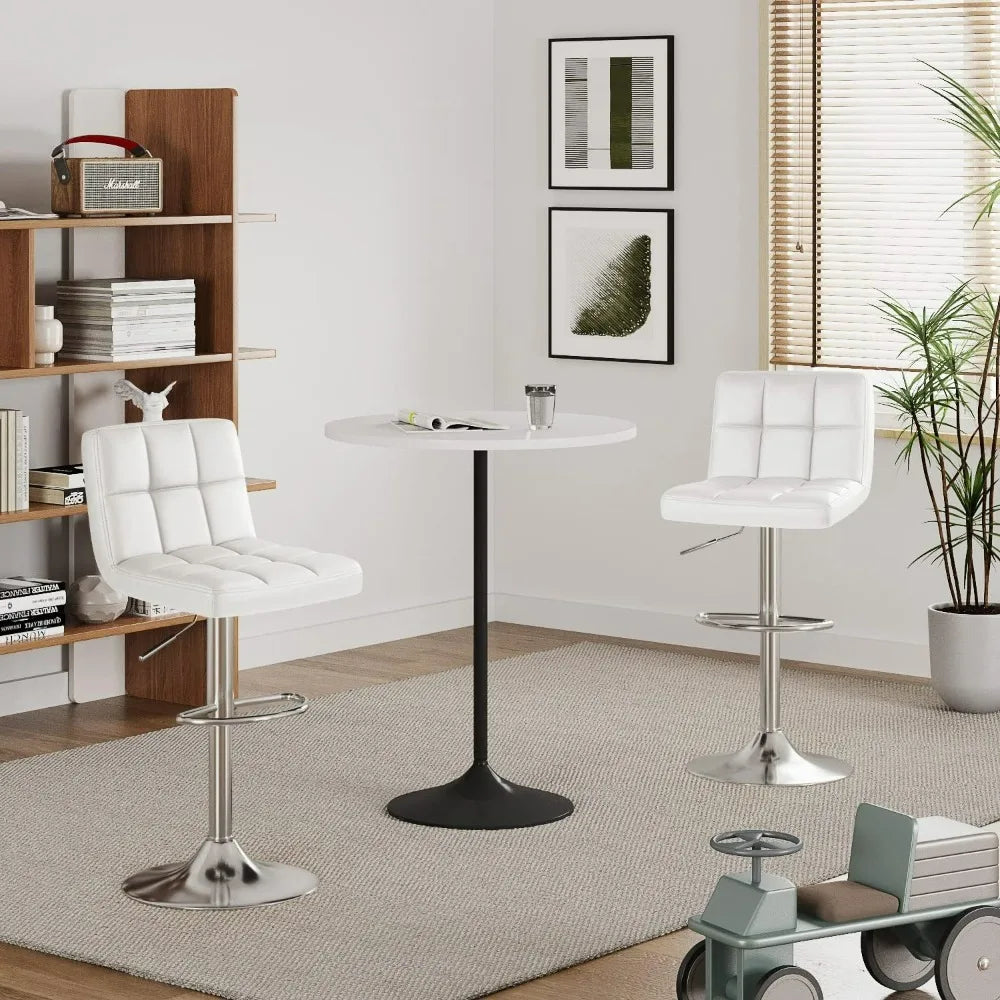 Furmax Modern Swivel Adjustable PU Leather Bar Stools Set of Two