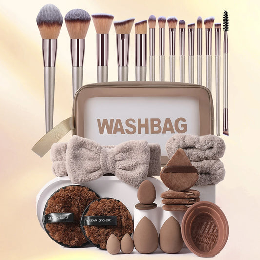 31-Piece Makeup Tools Set With Brushes And Sponges