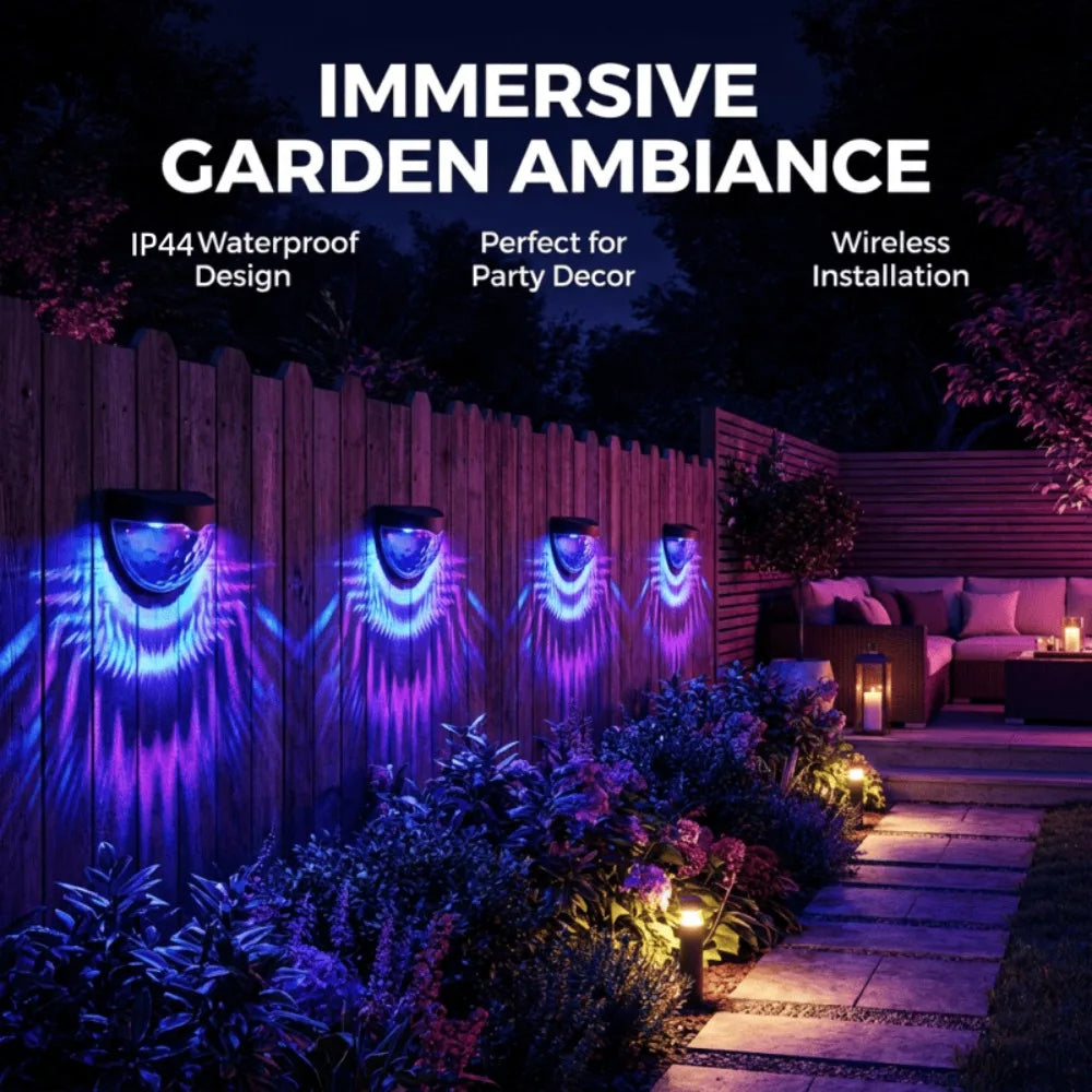 6 Pack Solar Powered RGB Fence And Deck Lights Waterproof