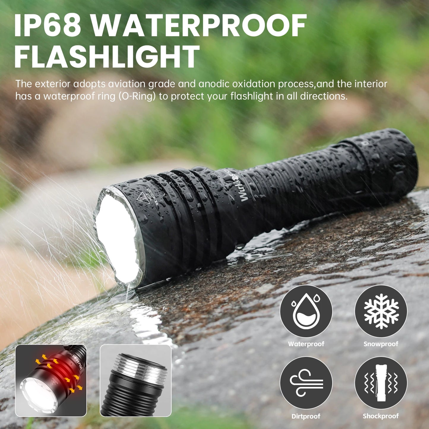 Wurkkos TS23 21700 Rechargeable Tactical Flashlight XHP70.3 HI LED