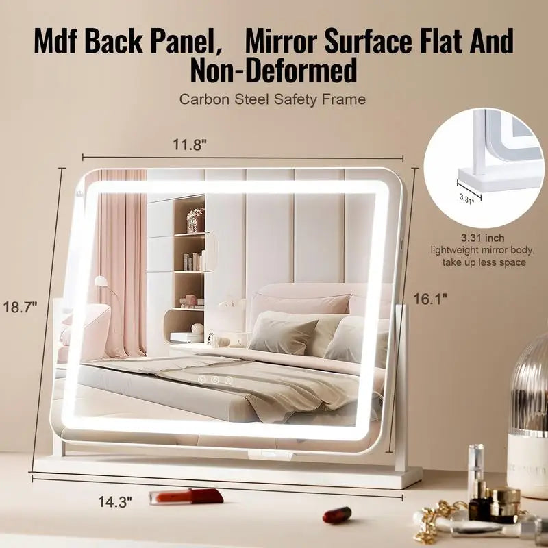 Lighted Vanity Mirror With Three Color Modes And 5X Magnification