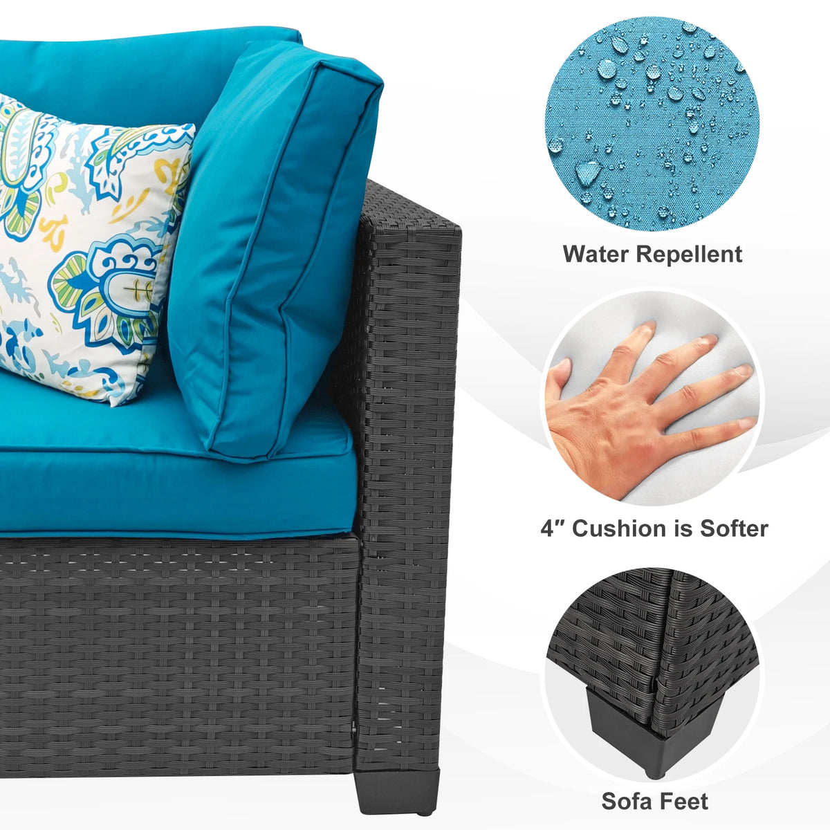Outdoor Wicker Patio Conversation Furniture Set For Backyard