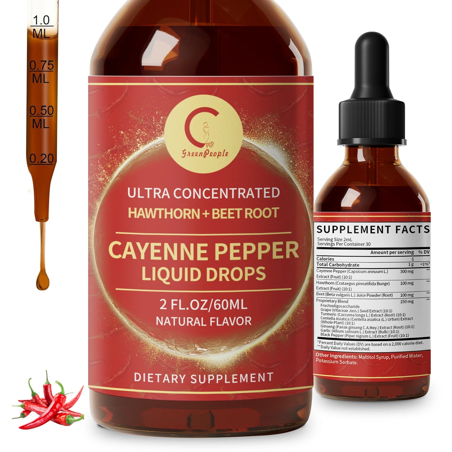 MINCH Organic Cayenne Pepper Drops 7In1 Complex Turmeric Ginseng Garlic