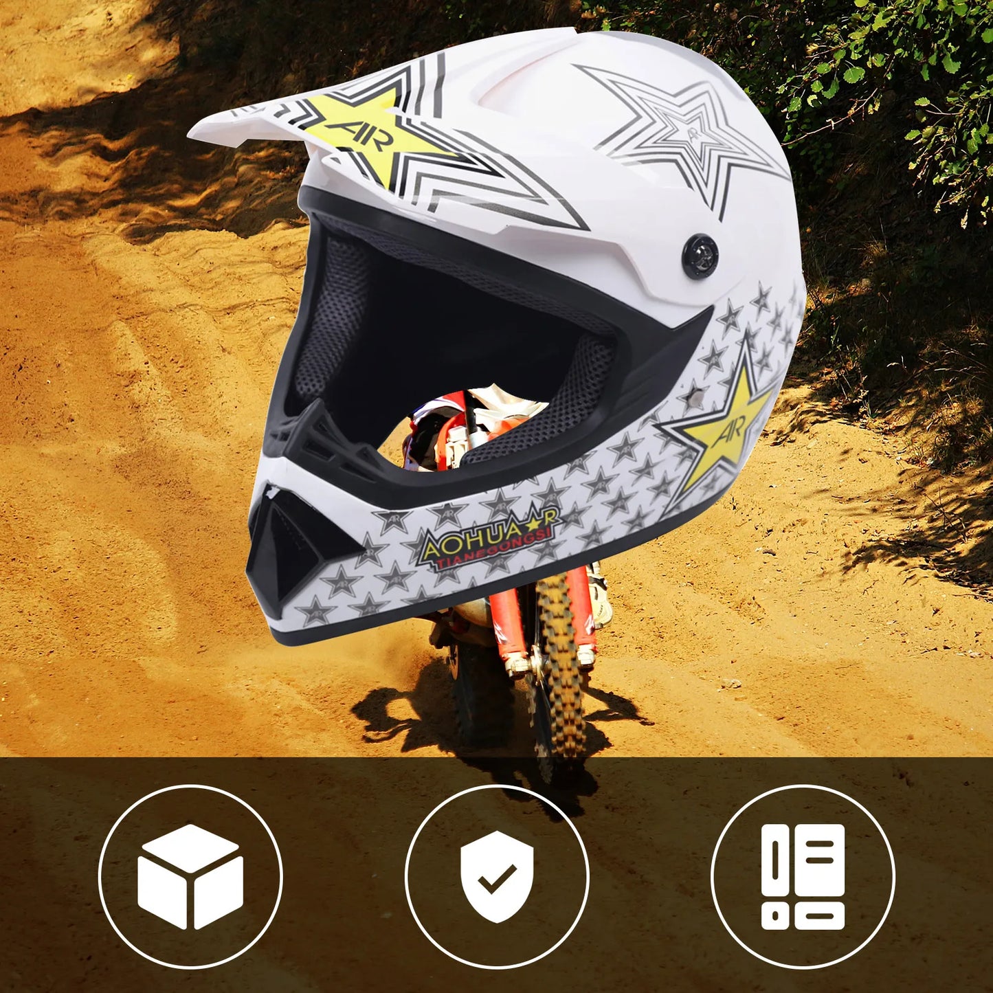 Youth Off-Road Racing Gear Kit Helmet Goggles Gloves