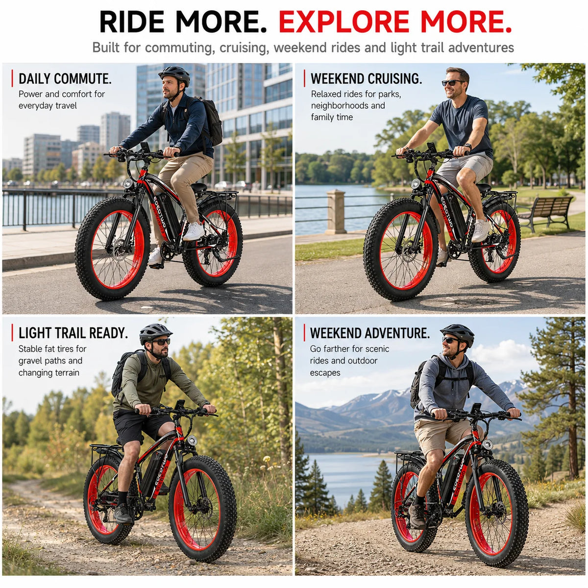 EOEOTWO 1500W Fat Tire Electric Bike Adult All Terrain Commuter