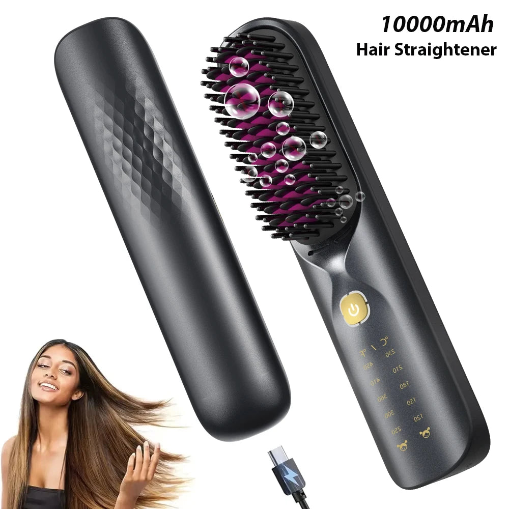 BOPCAL Cordless Hair Straightener Comb Brush Fast Heating Travel