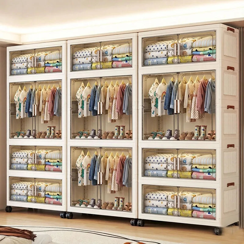 Dustproof Foldable Plastic Storage Wardrobe Cabinet Organizer