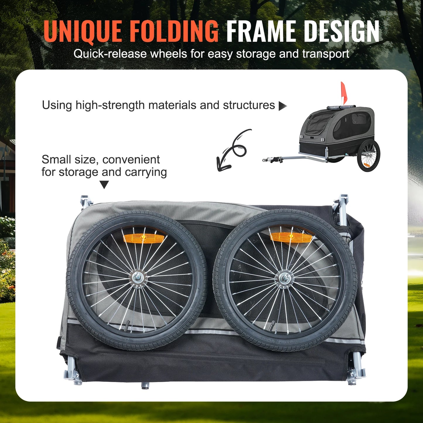 Dog Bike Trailer Cart For Dogs Collapsible Pet Carrier
