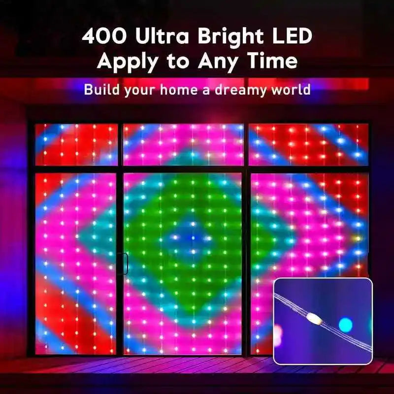 ELEGORRY Waterproof Music Sync LED Curtain Lights With Remote