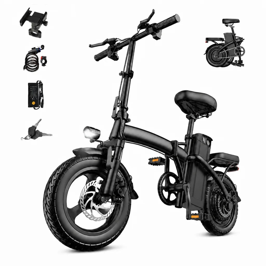 Foldable Electric Commuter Bike With Powerful Motor And Front Basket