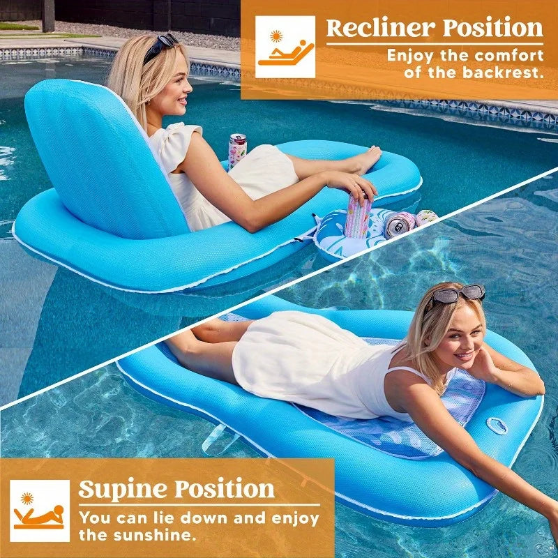 Joyfy Convertible Pool Lounger 2-In-1 With Cup Holders