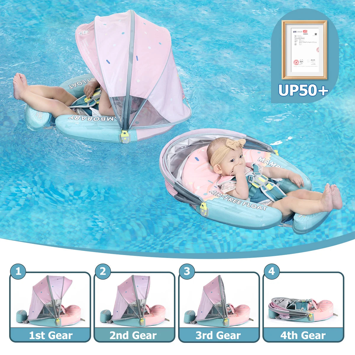 Mambobaby No-Slip Harness Baby Swim Ring For Toddlers
