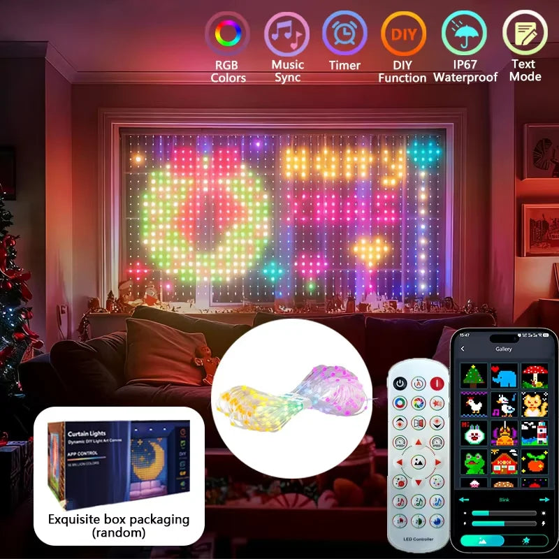 App Controlled Led Curtain Lights Music Mode Waterproof Design