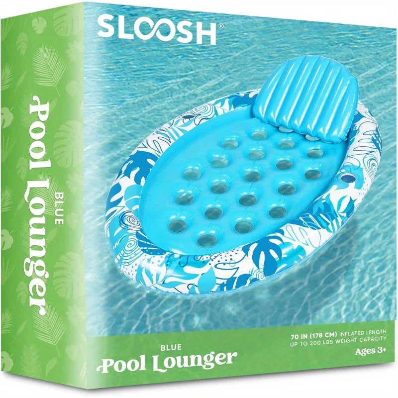 Joyfy Inflatable Pool Float Lounger With Removable Head Support