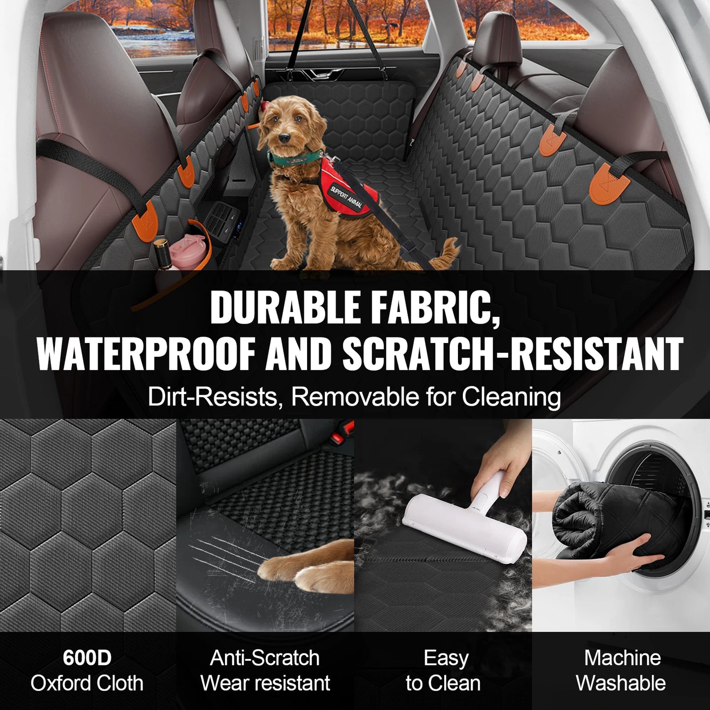 SucceBuy Back Seat Dog Car Bed Cover With Mesh Window