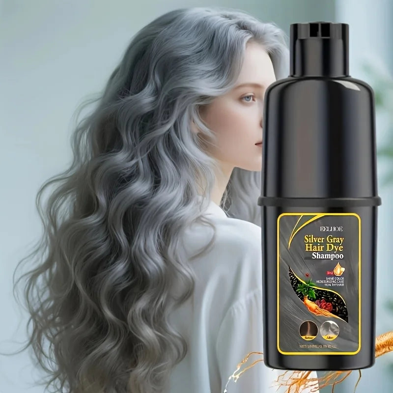 EELHOE Hair Dye Shampoo 2pcs Silvery Gray 3 In 1 Moisturizing