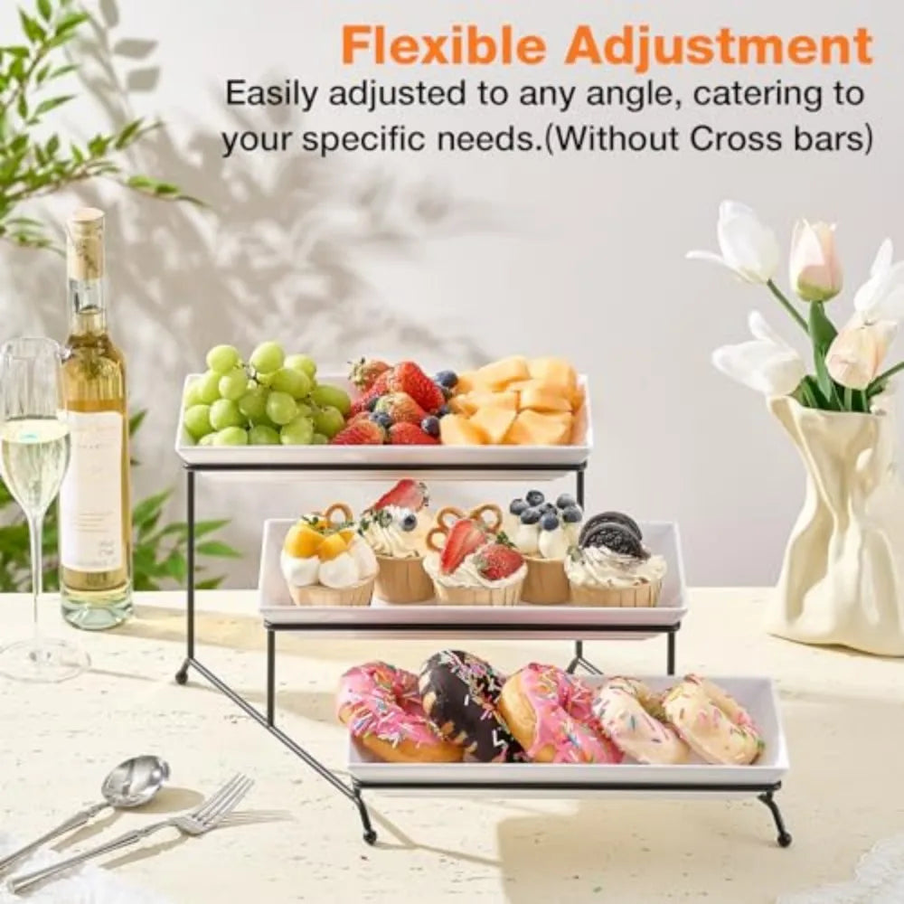 Foldable Metal Serving Tray Set Party Snack Stand Display Rack