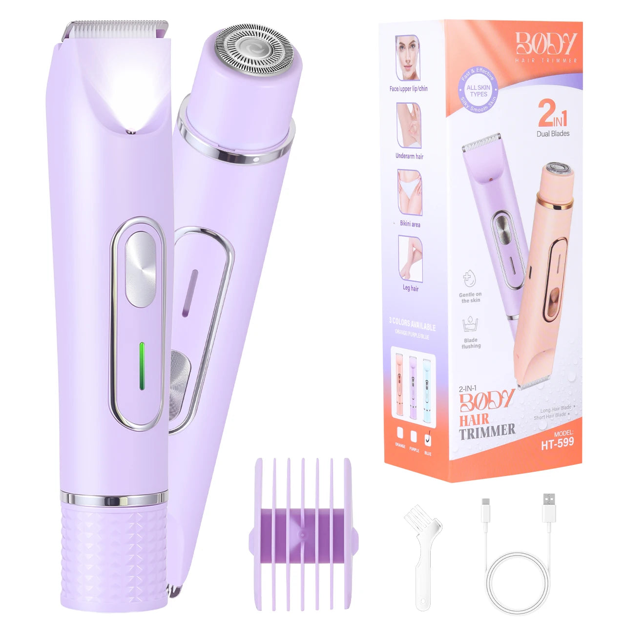 Hatteker 3-In-1 Epilator For Women USB Rechargeable Hair Removal