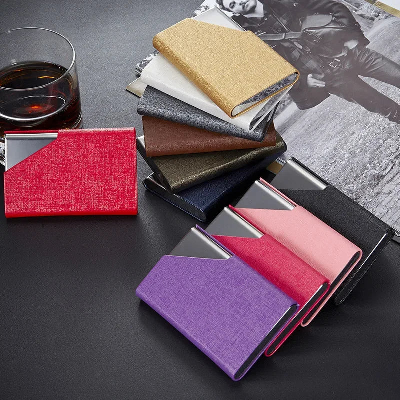 Metal Card Holder With Magnetic Cover Stainless Steel Wallet Case