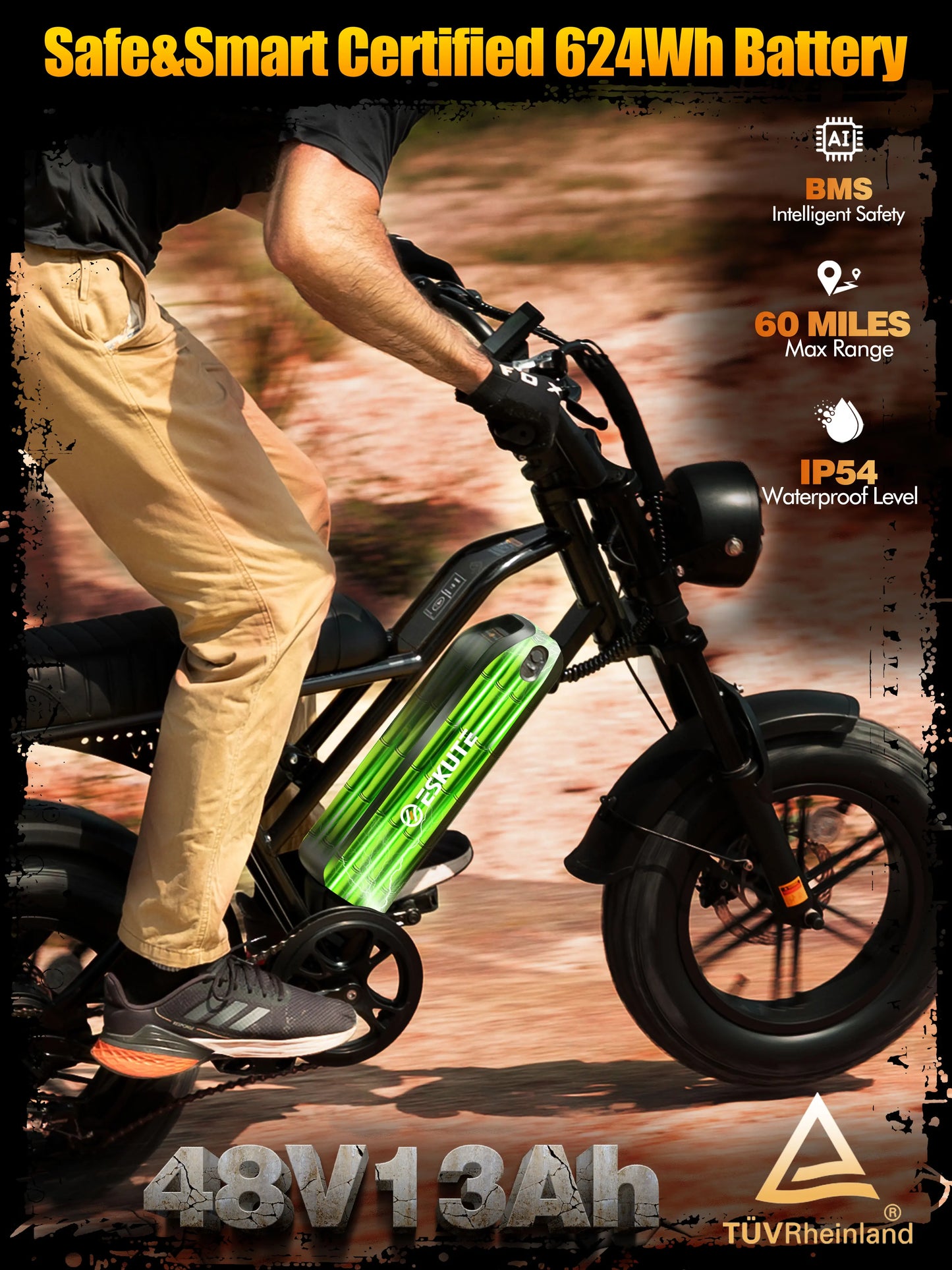 Eskute V100 Electric Dirt Bike With 1500W Peak Power And Dual Suspension