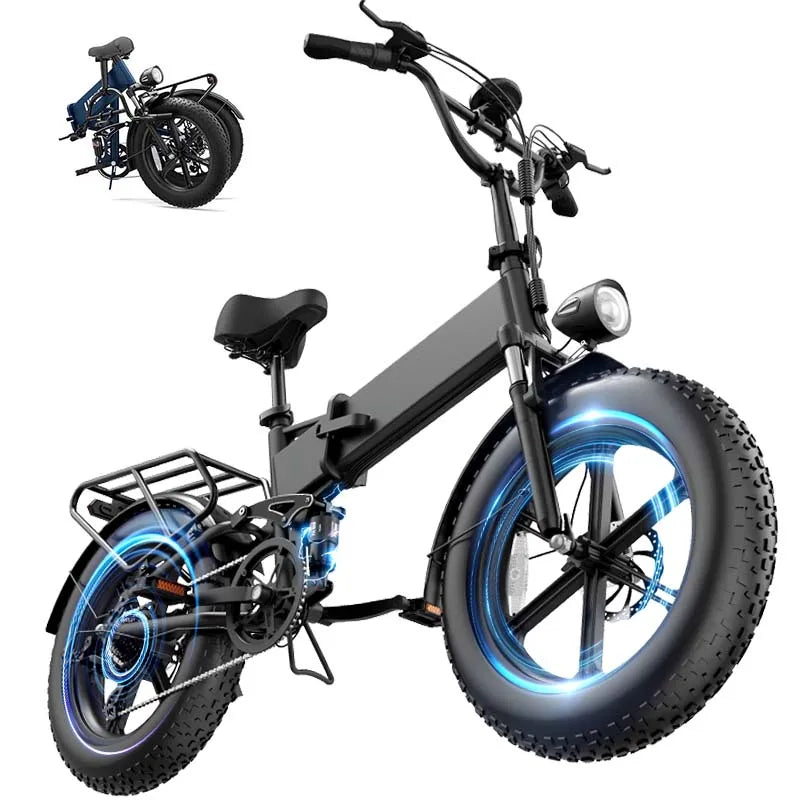 Urlife Foldable Electric Bike With Full Suspension And Fat Tires