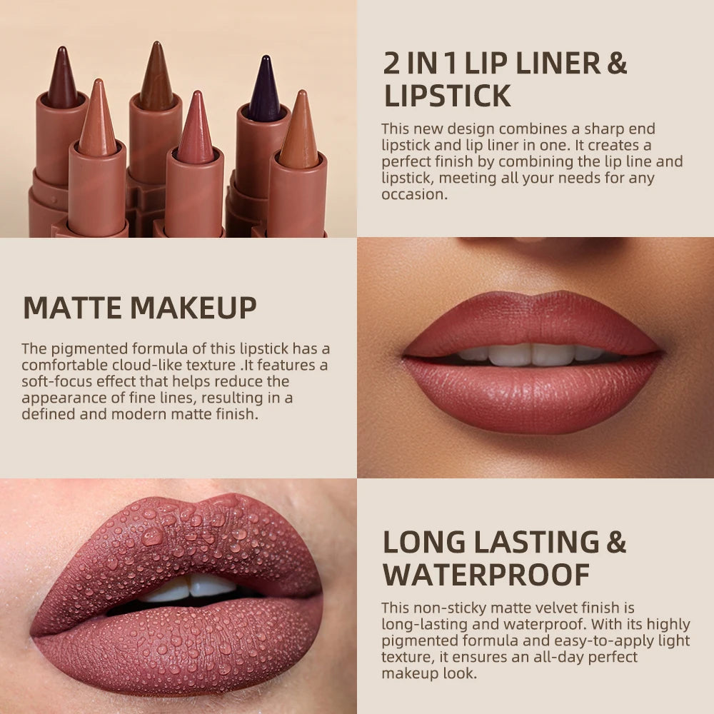 Ibcccndc Gradient Lip Crayon Waterproof Longwear Makeup Cosmetic