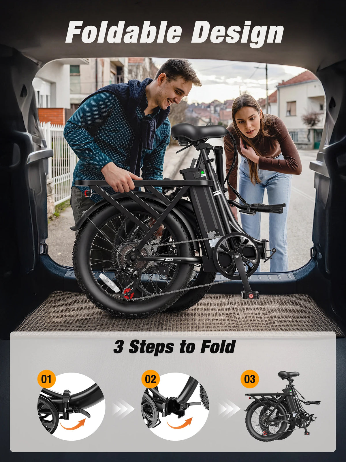 Hopepeak Z10 Folding Electric Bike With 7 Speed Commuter Design