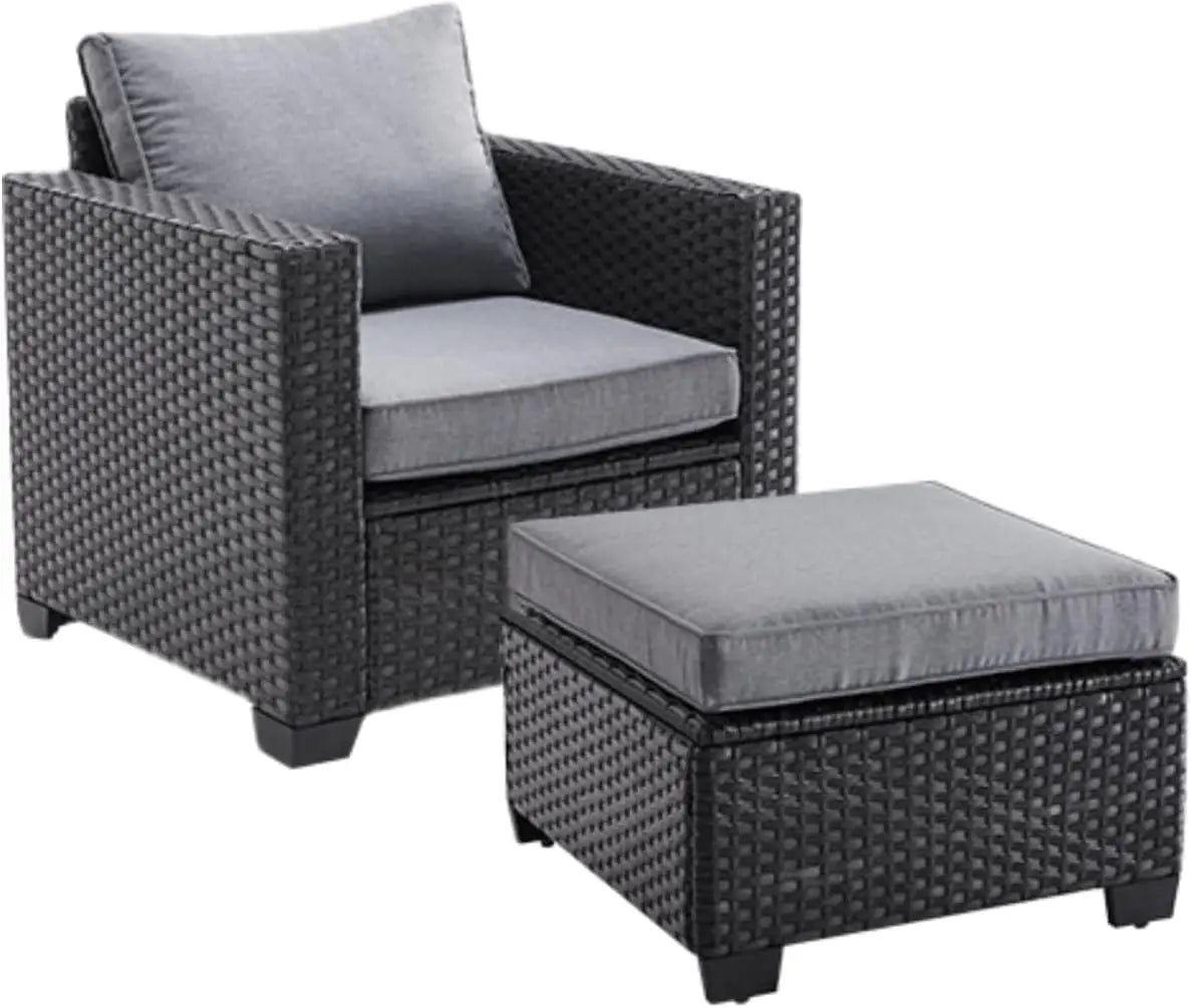 Outdoor Patio Sectional Sofa Set With Ottoman And Cushions