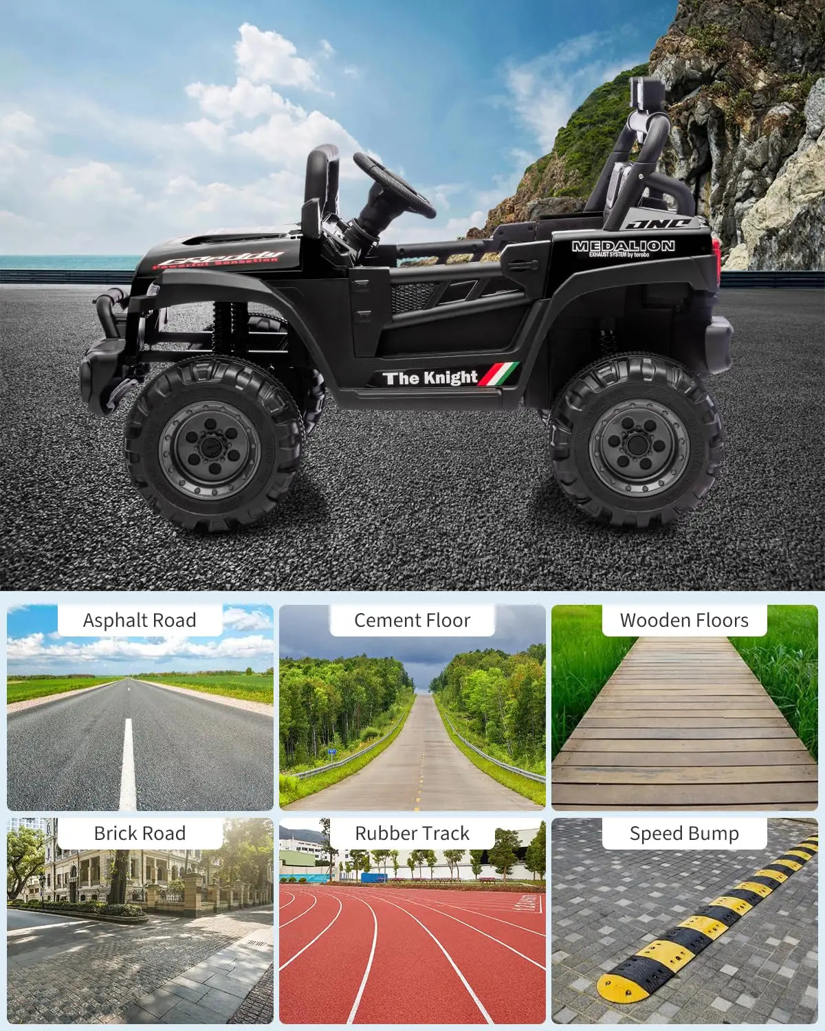 12V Kids Ride On Truck With Parent Remote, 2x550W Motors, 3 Speeds, Spring Suspension, Bluetooth Music, LED Lights Ages 2-8