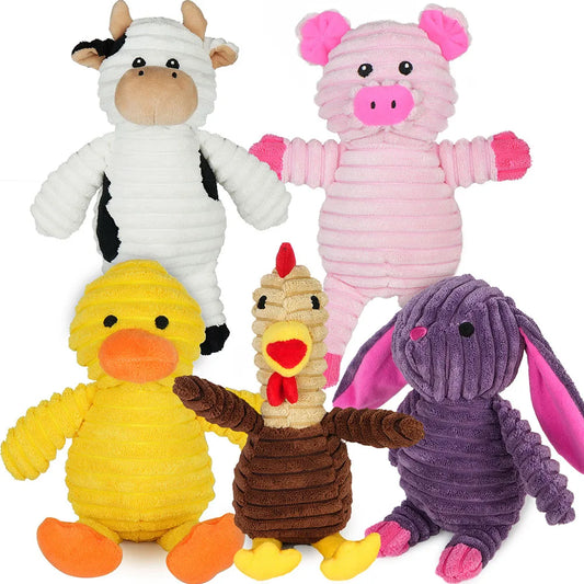 5 Pack Assortment Plush Squeaky Dog Toys Bundle