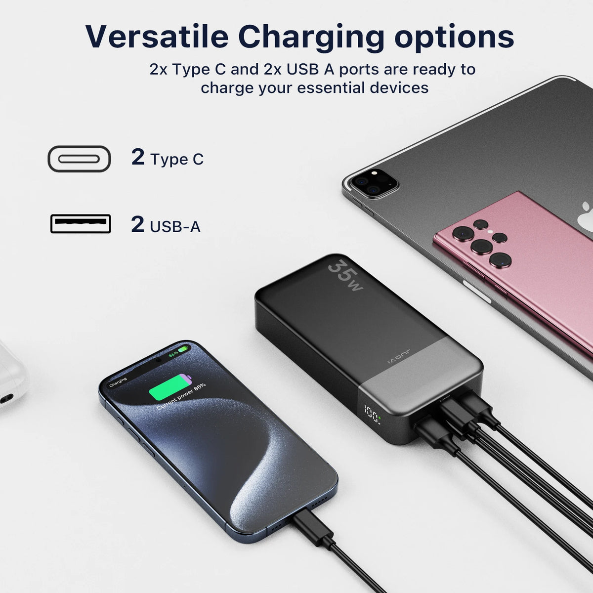 Portable Power Bank 20000mAh 35W PD3.0 Fast USB C Charger