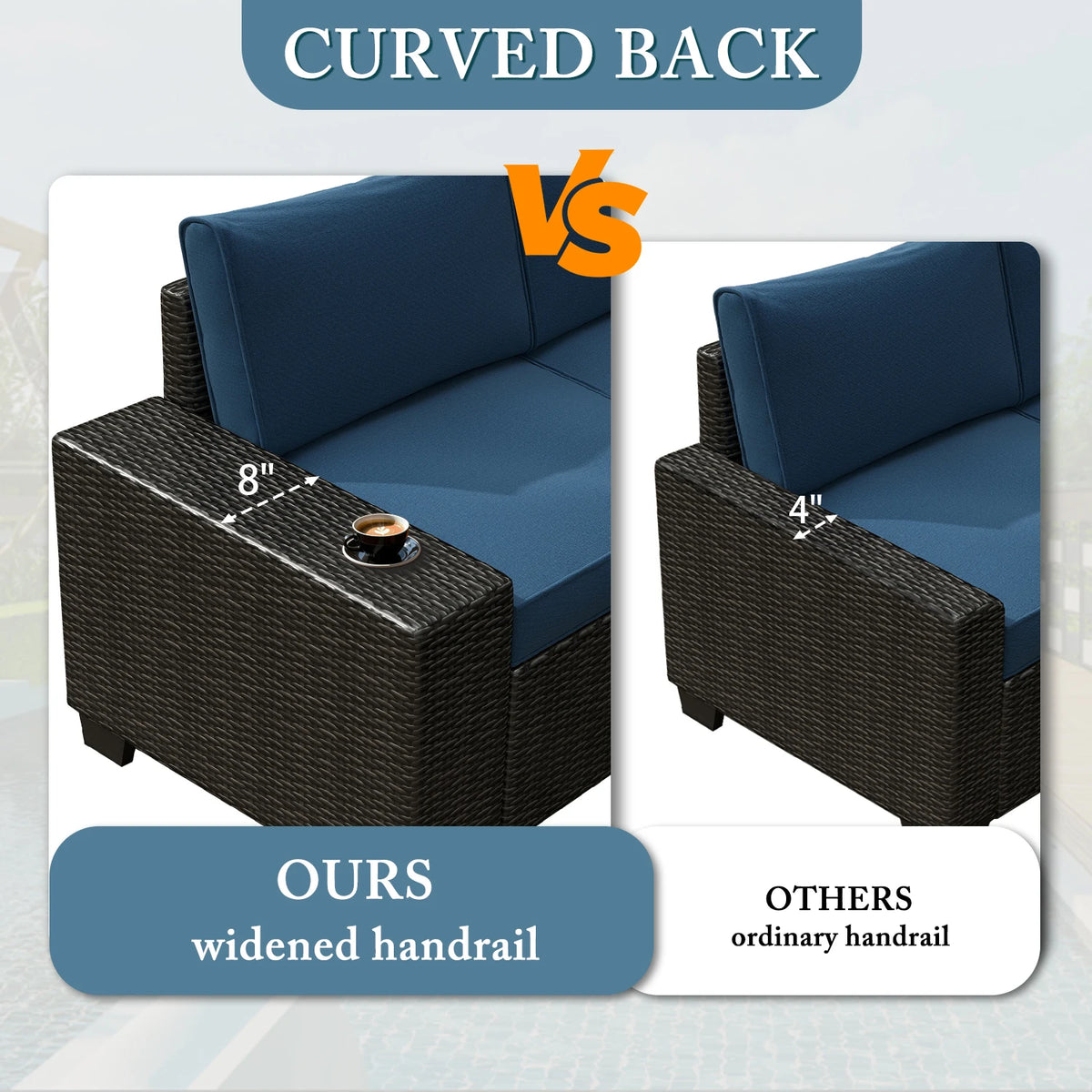 Outdoor Wicker Patio Sofa Set With Waterproof Seating for Gardens