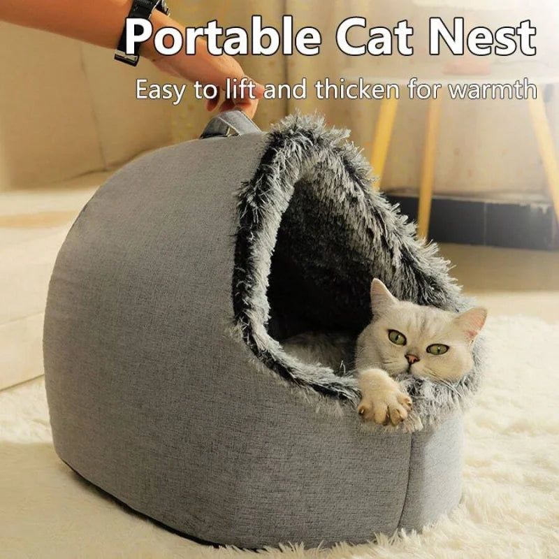Soft Warm Cave Pet Bed Cozy Polyester House For Pets