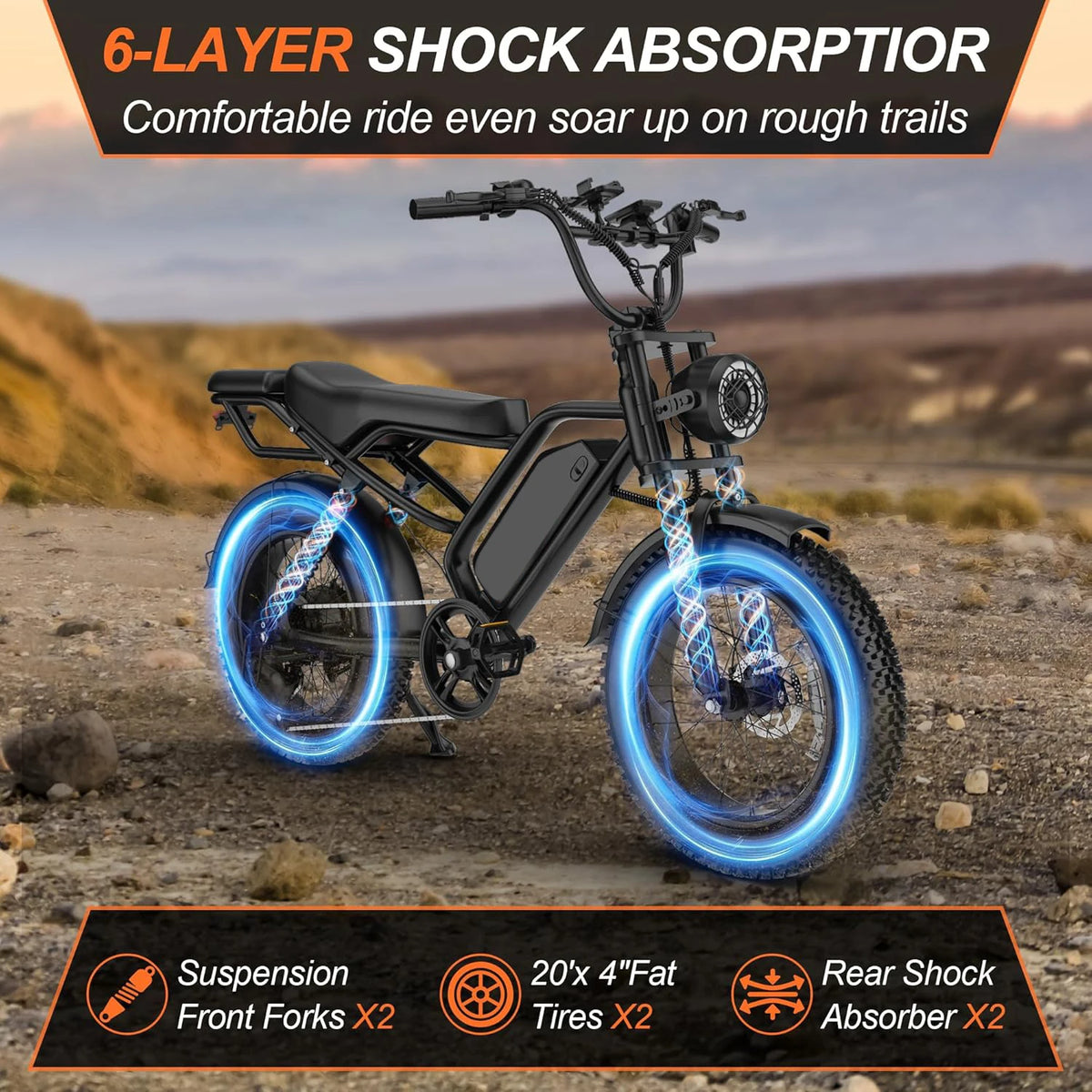 Aovopro Fat Tire Electric Bicycle With Powerful Brushless Motor