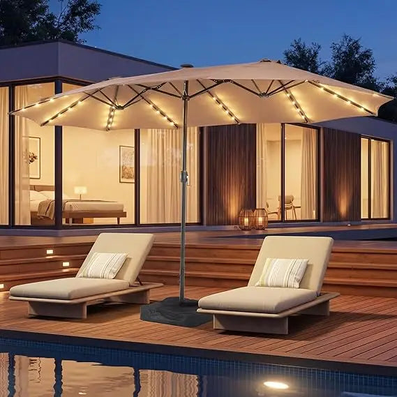 Patio Umbrella With Base Included Crank Handle For Outdoor Use