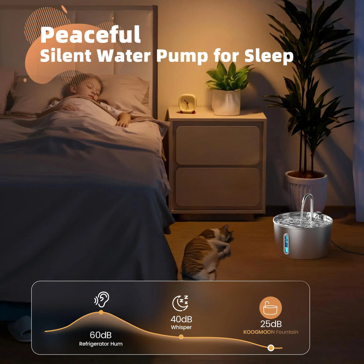 Weomg Automatic Stainless Steel Cat Drinking Fountain Ultra Quiet Pump
